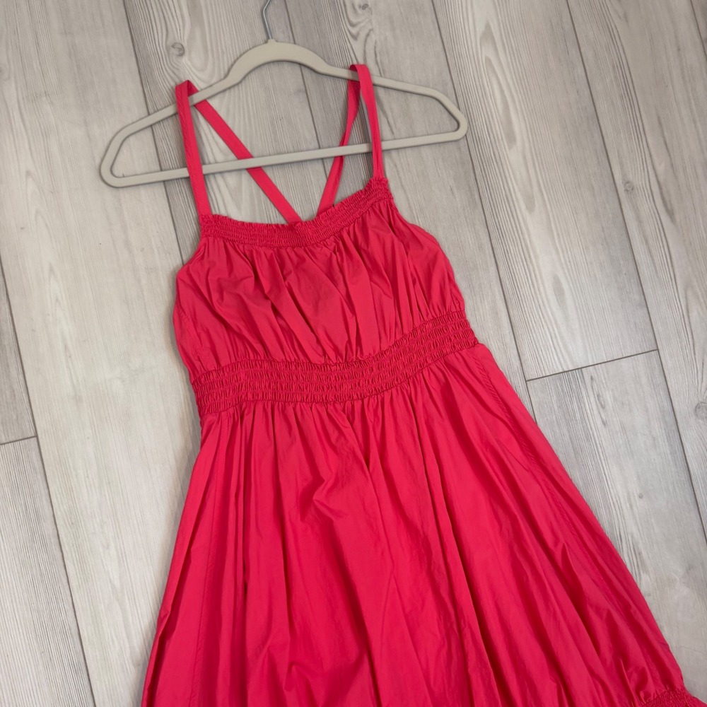 Daily Practice Anthropologie Tiered High-Low Midi Dress Pink Smocked Small - Picture 2 of 13
